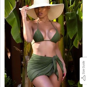 3 Piece Olive Swimsuit Set